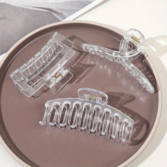3pcs Transparent Cross Square Hair Claw Hair Clip for Women