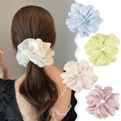 Large Hair Tie Solid Flower Scrunchie Hair Rope