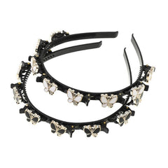 Double Layer Twist Plait Hair Bands With Clips for Women