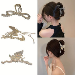 3pcs Rhinestone Butterfly Hair Claw for Women Girls