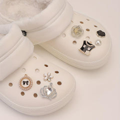 16pcs Rhinestone Pearl Shoe Charm Clog Sandal Buckle Resin Shoe Accessory