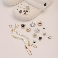 16pcs Rhinestone Pearl Shoe Charm Clog Sandal Buckle Resin Shoe Accessory