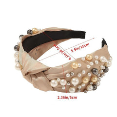 Faux Pearl Headband Wide Brim Beaded Headdress Hair Accessories
