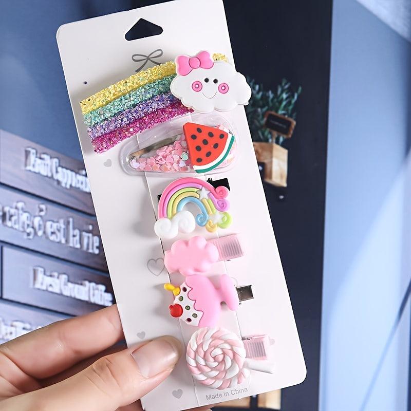 6pcs Cartoons Hair Clip Set Girls Hair Accessories Acrylic Hair Pins Headdress