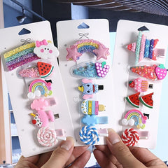 6pcs Cartoons Hair Clip Set Girls Hair Accessories Acrylic Hair Pins Headdress