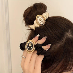 Vintage Flower Pearl Hair Scrunchies for Women