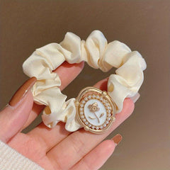 Vintage Flower Pearl Hair Scrunchies for Women