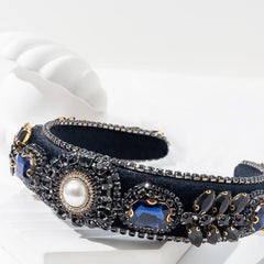 Rhinestone Pearl Headband Velvet Jewelry Chain Hairband
