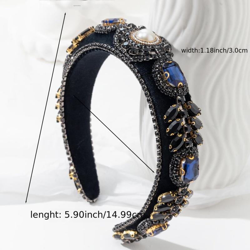 Rhinestone Pearl Headband Velvet Jewelry Chain Hairband