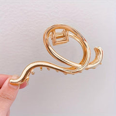 6pcs Metallic Hair Claw Wavy Hair Clip Nonslip Ponytail Holder