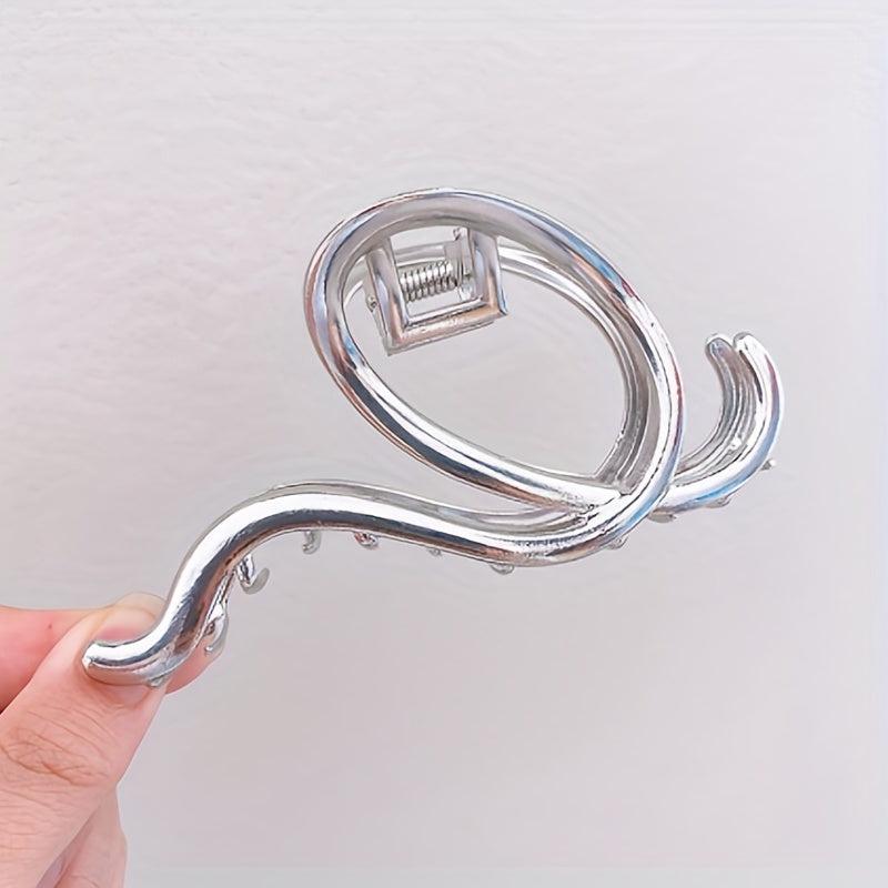 6pcs Metallic Hair Claw Wavy Hair Clip Nonslip Ponytail Holder