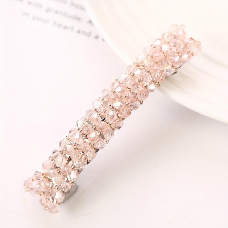 Beaded Crystal Hair Clip Metal French Barrette for Women Girls