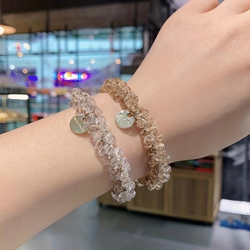 Glitter Acrylic Beaded Hair Tie Seamless Hair Rope Ponytail Holder