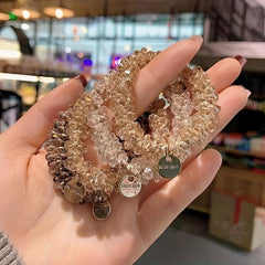Glitter Acrylic Beaded Hair Tie Seamless Hair Rope Ponytail Holder