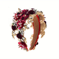 Baroque Style Rhinestone Faux Pearl Hair Hoop Wide Headband