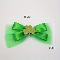 St Patrick's Bow Knot Hair Clip Faux Pearl Duck Billed Clip