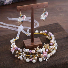 Faux Pearl Rhinestone Wedding Headdress Set Headband Bridal Headband