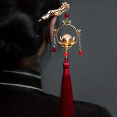 Luminous Lantern Tassel Hair Pin Vintage Bun Holder Headwear Cheongsam Accessory