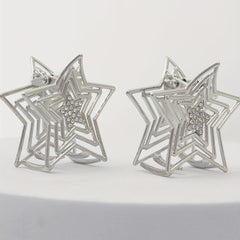 2pcs Silvery Star Shaped Hair Claw Metal Rhinestone Holder
