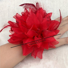 1 Pc Flower Hair Accessories For Bride Wristband Feather Hairpin Women Girls