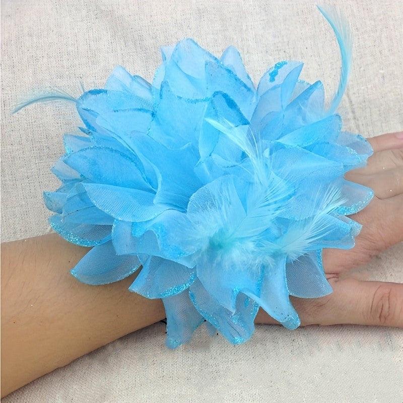 1 Pc Flower Hair Accessories For Bride Wristband Feather Hairpin Women Girls
