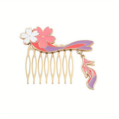 Chinese Style Enamel Hair Comb Clip Barrette Updoit Hairpin