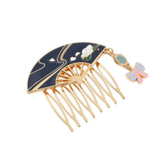 Chinese Style Enamel Hair Comb Clip Barrette Updoit Hairpin