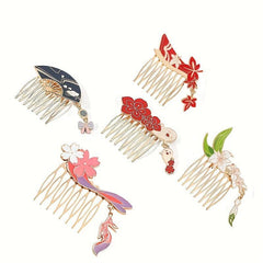 Chinese Style Enamel Hair Comb Clip Barrette Updoit Hairpin