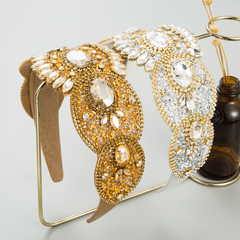 Baroque Rhinestone Beaded Headband Wide Brim Headband