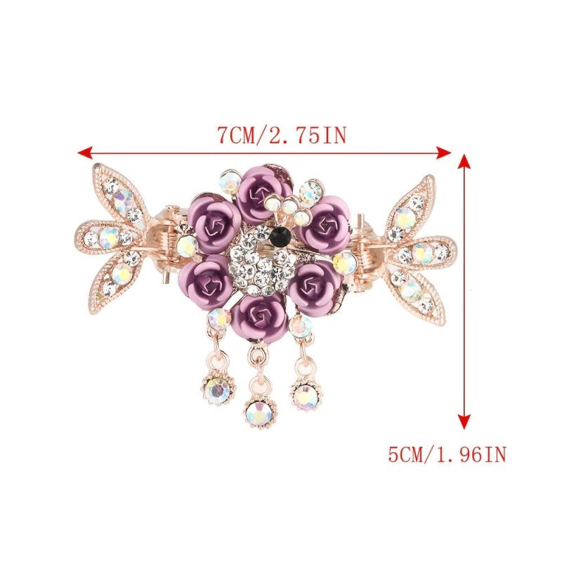 Rose Rhinestone Tassel Hair Clip Mixed Colors Girls Hairpins Clamps Crab