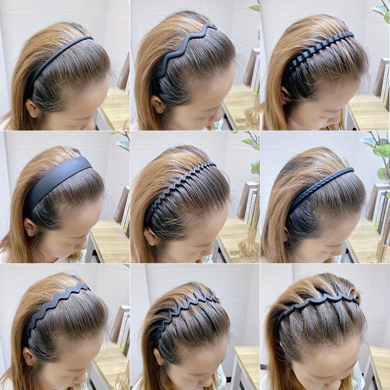 9pcs Frosted Headband Style Wavy Head Hoop Women's Hair Accessories