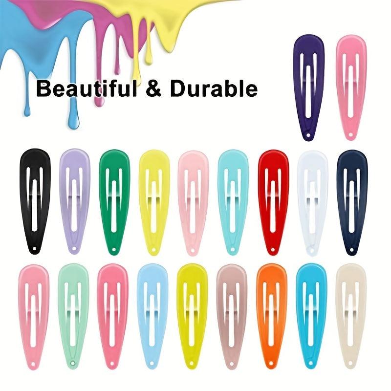 100pcs Colorful Snap Clip Metal Hair Clip for Women Girls