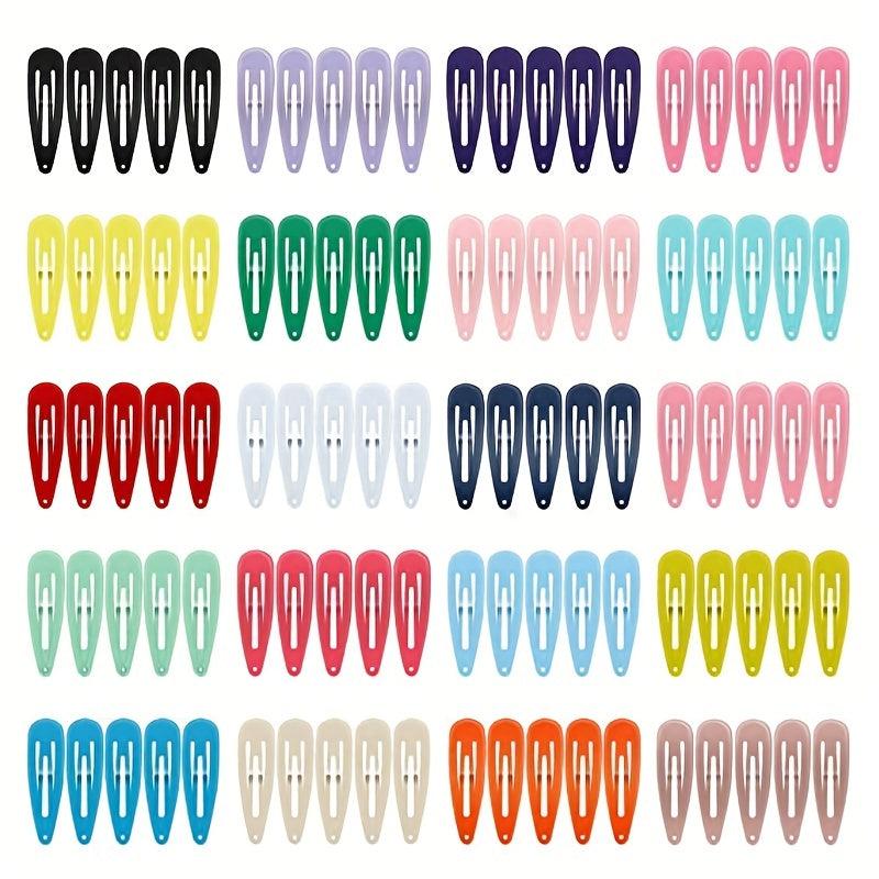 100pcs Colorful Snap Clip Metal Hair Clip for Women Girls