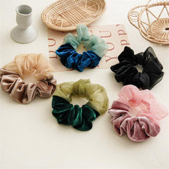 Velvet and Mesh Scrunchie Hair Tie Hair Rope Hair Accessories