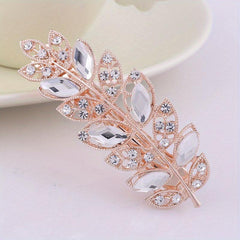 Glitter Crystal Flower Leaf Hair Clip for Women Girls