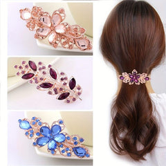 Glitter Crystal Flower Leaf Hair Clip for Women Girls