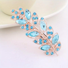 Glitter Crystal Flower Leaf Hair Clip for Women Girls