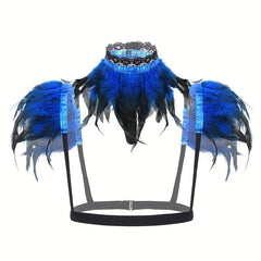 Punk Collar Shoulder Accessories Gothic Feather Belt Shawl Suit