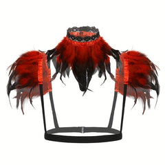 Punk Collar Shoulder Accessories Gothic Feather Belt Shawl Suit