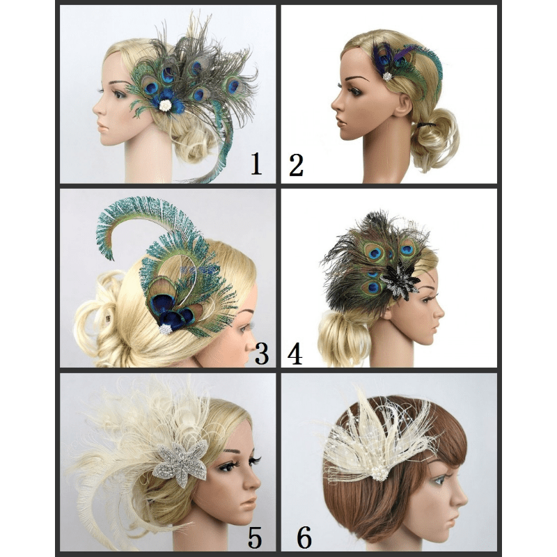 Peacock Hair Clip Fascinator Flapper Hair Pin Wedding Party