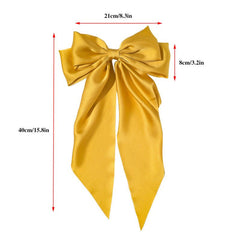 Large Red Hair Bow Silk Stain Hair Barrettes For Women
