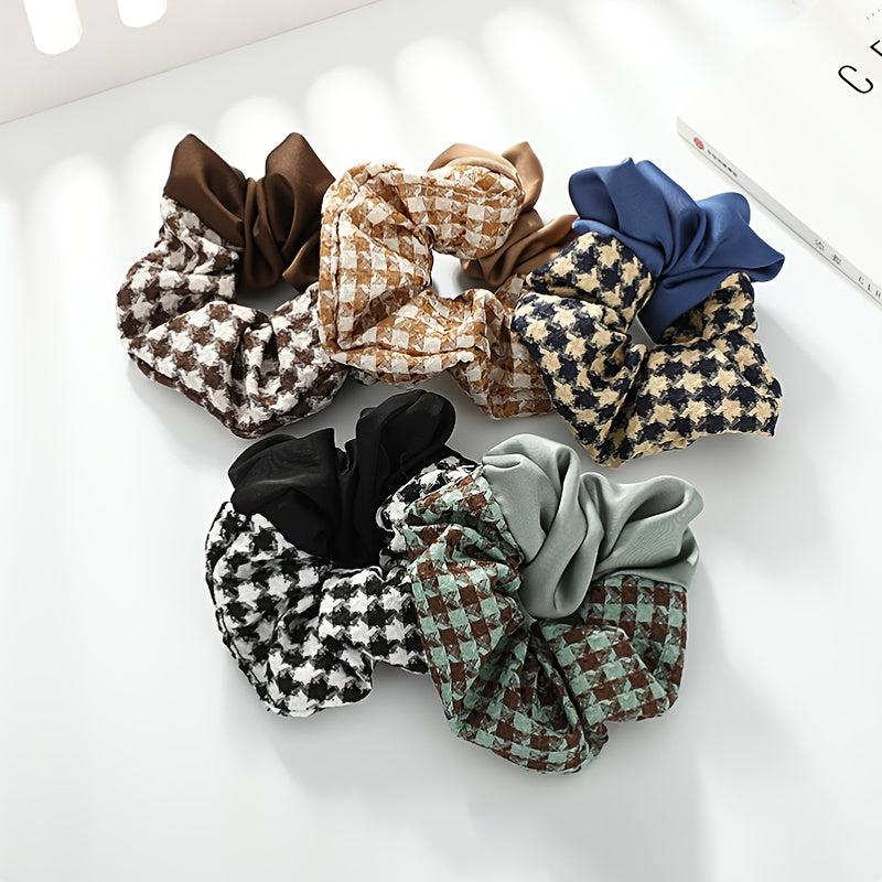 Plaid Print Scrunchies Hair Tie Style Hair Rope Elastic Ponytail Holder
