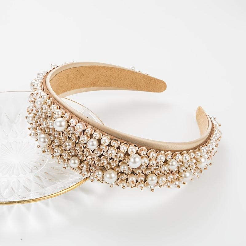 Faux Pearl Headband Beaded Wide Hairbands Hair Accessories