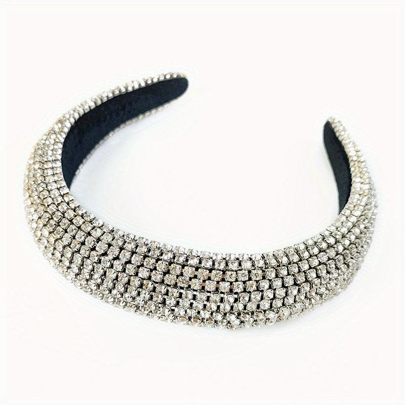 Baroque Rhinestone Headband Wide Brim Head Hoop Headdress Glitter Hair Band
