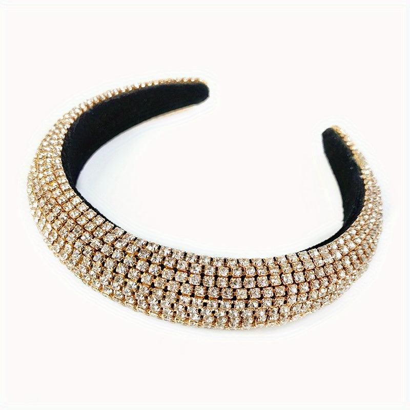 Baroque Rhinestone Headband Wide Brim Head Hoop Headdress Glitter Hair Band