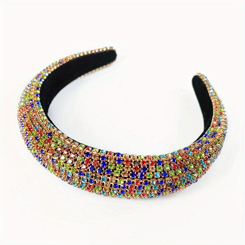 Baroque Rhinestone Headband Wide Brim Head Hoop Headdress Glitter Hair Band