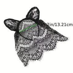 Halloween Bunny Ears Headband Lace Hair Band Veil Headdress