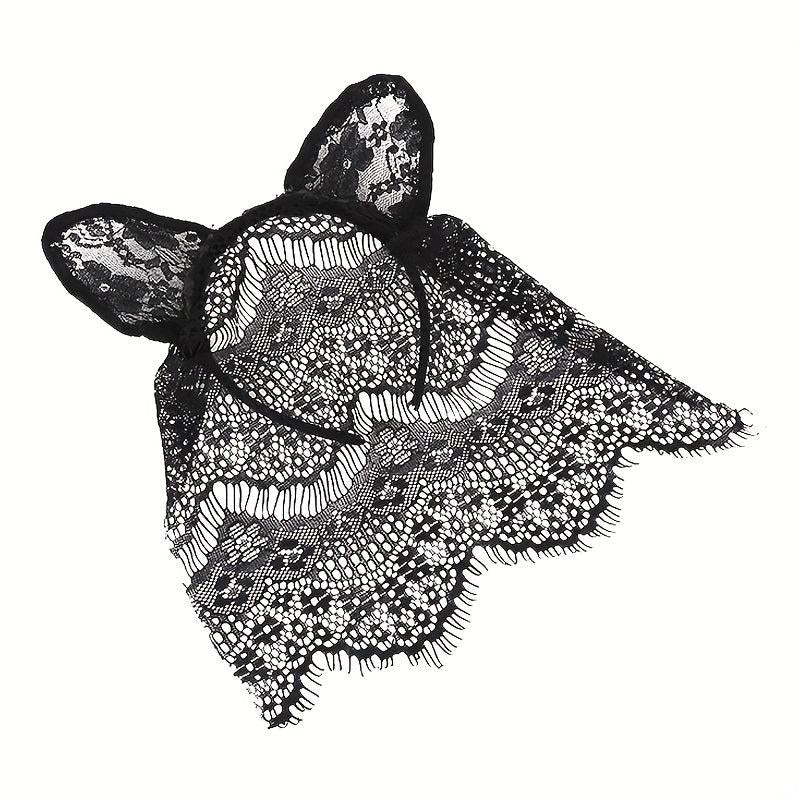 Halloween Bunny Ears Headband Lace Hair Band Veil Headdress