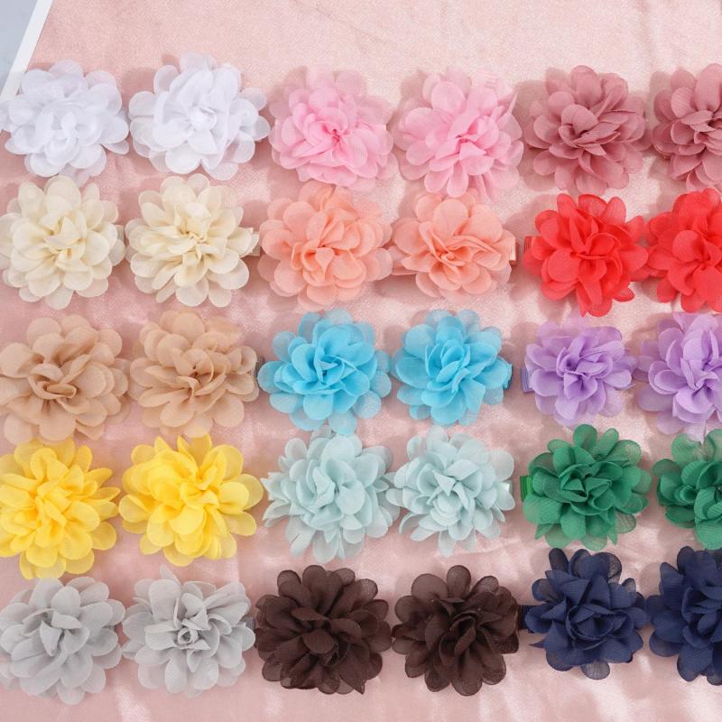 40pcs Chiffon Flower Hair Clips Bowknot Clips for Baby Girls
