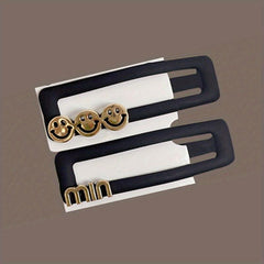 Golden Smile Face Hair Clip Frosted Texture Hair Accessories